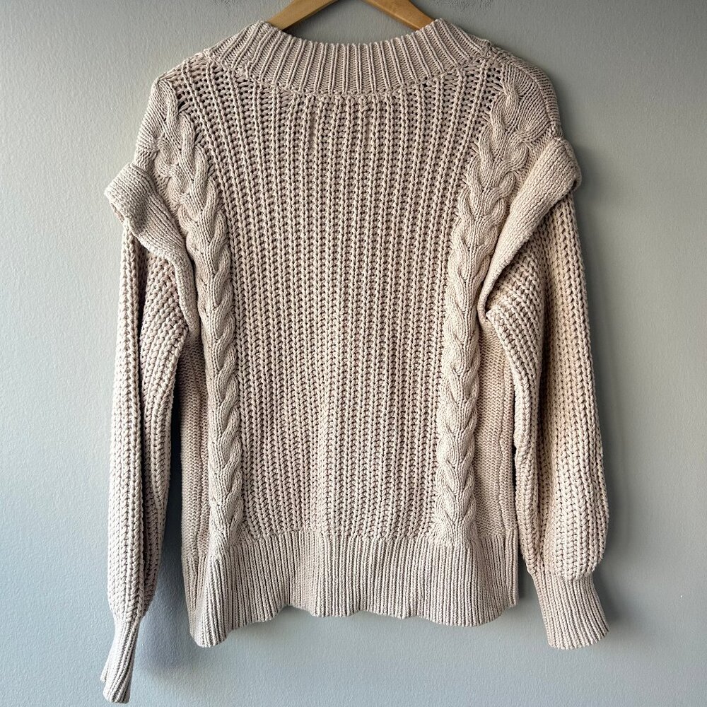 Pistola Cable Knit Cardigan Women XS Beige Chunky Knit Cotton - Picture 6 of 9